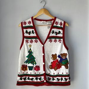 Kathie Lee Collection Womens Ugly Christmas Sweater Vest